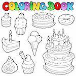 Coloring book various cakes 1 - vector illustration.