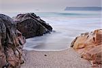 Slow shutter seascape. View from Greenaway beach cornwall to Pentire point.