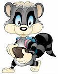 Raccoon - colored cartoon illustration, vector