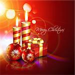 beautful christmas background with candle and gift box