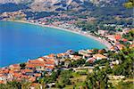 Adriatic Town of Baska aerial panorama, Island Krk, Croatia