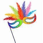 Colored mardi Grass mask with feathers