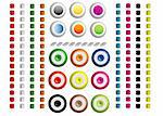 Colors buttons, objects white isolated,