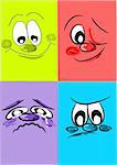 Four simple but beauty colorful face - symbol, vector