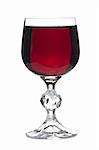 A glass full of ruby wine isolated over white background