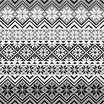 Nordic traditional pattern with snowflakes, white and grey design, full scalable vector graphic, all elements are grouped for easy editing