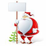 happy Santa Claus with sign vector illustration isolated on white background
