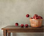 Fresh apples on wooden table with lots of copy-space