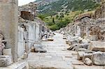 The old ruined sideroad leading of to Polyphem in the city of Ephesus in modern day Turkey
