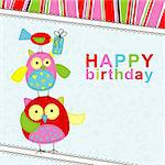 Template birthday greeting card, vector illustration