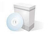 Blank software box with disc isolated on white