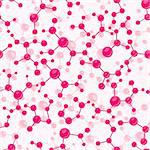 Chemical seamless pattern with pink molecule structure. Vector illustration.