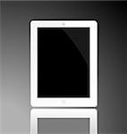 Illustration of the turned off white horizontal computer tablet with reflection - vector