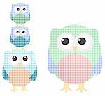 cute owl family isolated on white. vector background