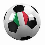 Soccer Ball with the flag of Italy on it - highly detailed clipping path included