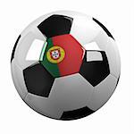Soccer Ball with the flag of Portugal on it - highly detailed clipping path included