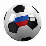 Soccer Ball with the flag of Russia on it - highly detailed clipping path included