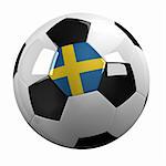 Soccer Ball with the flag of Sweden on it - highly detailed clipping path included