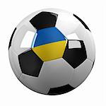 Soccer Ball with the flag of Ukraine on it - highly detailed clipping path included