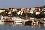 Boats near village on the island Rab, Croatia