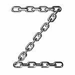 Illustration of a letter Z from a chain on a white background