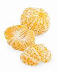 Peeled tangerine fruit isolated on white background