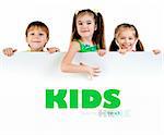 Cute little kids ower a white background