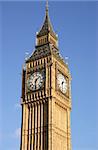 Big Ben, London with a blue sky.