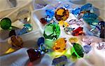 Collection of glass gems with green in center