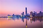 Zhujiang River and modern building of financial district at night in guangzhou china.