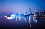 Zhujiang River and modern building of financial district at night in guangzhou china.