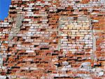 destroyed brick wall