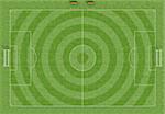 Top view of a football field with the grass cut circularly - rendering