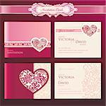 Set of wedding invitation cards, vector templates
