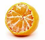 A juicy tangerine on white background close-up