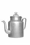 old kettle with aluminium on white background