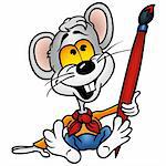 Mouse Painter - Cartoon illustration, vector