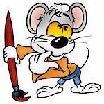 Mouse Painter - Cartoon illustration, vector