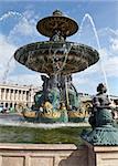 Sculptural fountain of River Commerce and Navigation at Place de la Concorde in Paris, France