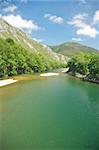 green river Sella near to Ribadesella village in Asturias Spain