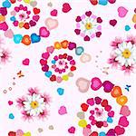 Seamless pattern with hearts and flowers for Valentine's day