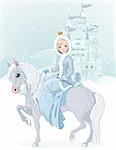 Winter design of Beautiful princess riding horse