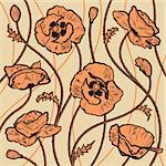 Decorative poppies background. Vector illustration with clipping mask.