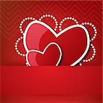 couple of valentine's heart in pocket. vector illustration on red background and place for text.