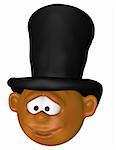 cartoon character with top hat - 3d illustration