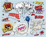vector comic book explosion elements isolated on light background