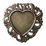 Heart shape vintage metal frame, isolated.