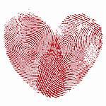 Vector heart, man and woman fingerprint valentine romantic background. Design element.