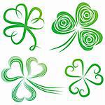 Set of green shamrock. Group of clover vector. St. Patrick's Day. Irish illustration.