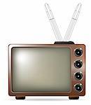 Retro TV with antenna and speakers vector eps10 illustration